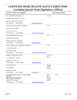 CHHA Directory (excluding Special Needs Populations CHHAs)