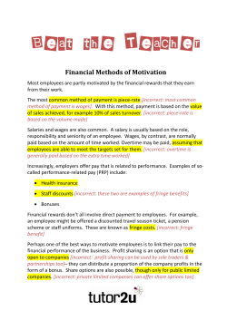 Beat the Teacher - Financial Methods of Motivation