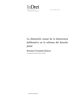 La dimensi&oacute;n causal de la democracia deliberativa en la reforma del derecho penal