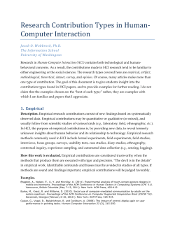 Jacob Wobbrock: Research Contribution Types in Human-Computer Interaction