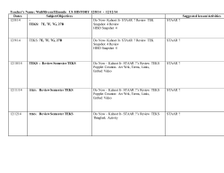 US History Lesson Plans: 12/1/14-12/05/14