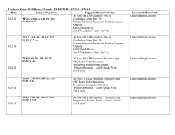 US History Lesson Plans: 9/22/14-9/26/14