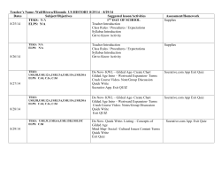 History Lesson Plans: 8/25/14-8/29/14