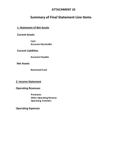 Attachment 10: Summary of Final Statement Line Items