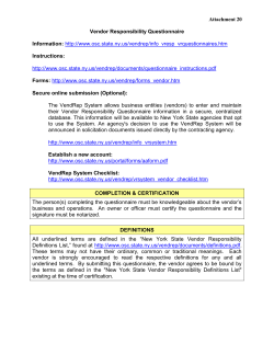Attachment 20: Vendor Responsibility Questionnaire