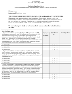 Attachment 20: Desirable Experience Form