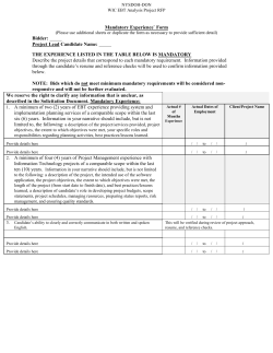 Attachment 18: Mandatory Experience Form