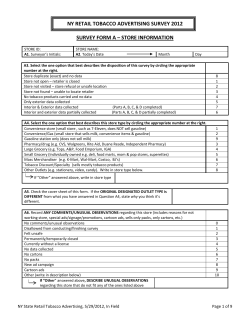 NY Retail Tobacco Adversiting Survey 2012