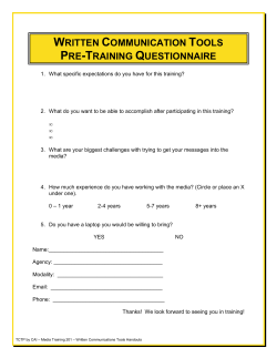 Training Materials #2 - Pre-Training Questionnaire