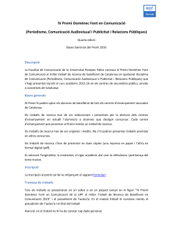Bases IV Premi Domenec Font en Comunicacio
