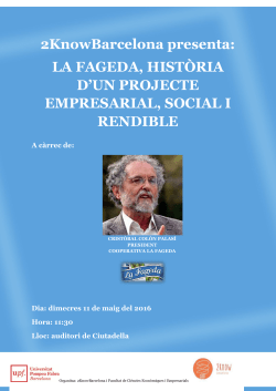 Confer&egrave;ncia del Sr. Crist&oacute;bal Col&oacute;n president de la cooperativa La Fageda