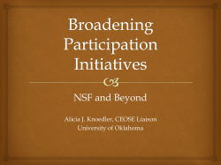 Broadening Participation Initiatives - NSF and Beyond