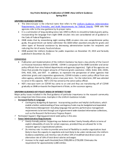 Key Points Relating to Publication of OMB's New Uniform Guidance