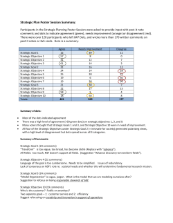 Strategic Plan - Poster Session Summary