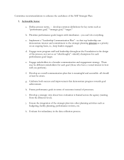 Strategic Plan - Fall 2011 Recommendations