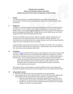 Draft Guidance Document for the Creation and Operation of Subcommittees