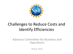Challenges to Reduce Costs and Identify Efficiencies