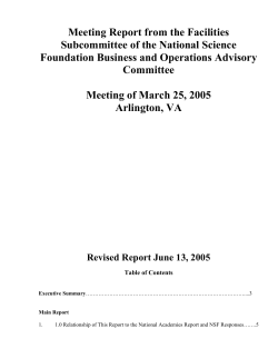 Meeting Report from the Facilities Subcommittee