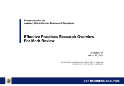 Effective Practices Research Overview for Merit Review