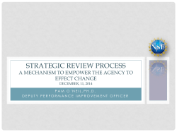 Strategic Review Process: A Mechanism to Empower the Agency to Effect Change