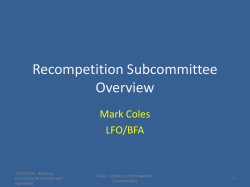 Recompetition Subcommittee Overview