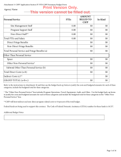 Attachment 5: CSFP Application Section IV NYS CSFP Summary Budget Form (Print Version Only)