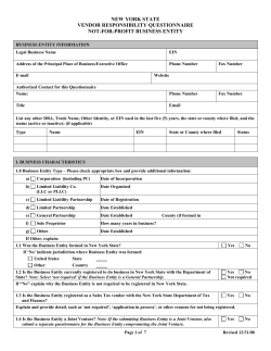 Attachment 4 - Vendor Responsibility Questionnaire Not-For-Profit Entity