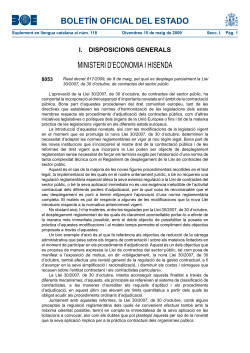 Reial Decret 817/2009, de 8 de maig, pel que es desenvolupa parcialment la llei 30/2007, de 30 d'octubre, de Contractes del Sector P blic.