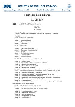 Llei 24/2015 de 24 de juliol, de Patents.