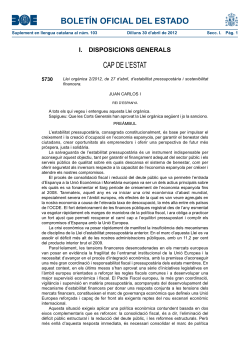 Llei Org nica 2/2012, de 27 d'abril, d'Estabilitat Pressupost ria i Sostenibilitat Financera.