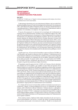 Decret 56/2009, de 7 d'abril, per a l'Impuls i el Desenvolupament dels mitjans electr nics a l'Administraci de la Generalitat.