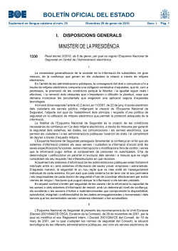 Reial Decret 3/2010, de 8 de gener, pel qual es regula l'Esquema Nacional de Seguretat en l' mbit de l'Administraci Electr nica.