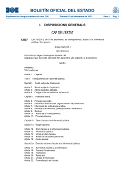 Llei 19/2013, de 9 de desembre, de transpar ncia, acc s a la informaci p blica i bon govern.