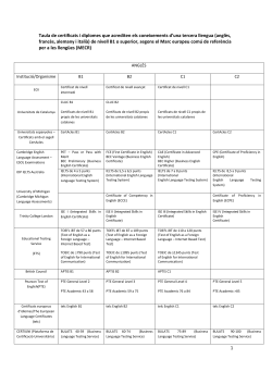 Taula de certificats i diplomes que acrediten els coneixements d'una tercera llengua