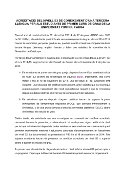 Acreditaci del nivell B2 de coneixement d'una tercera llengua