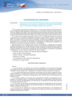 100 Beques per a participar a la trobada universit ria "Cantabria Campus Nobel 2012"