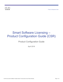 Smart Software Licensing - Product Configuration Guide (CSR)