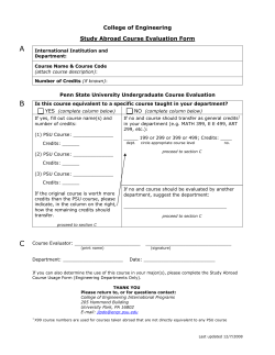 Study Abroad Course Evaluation Form