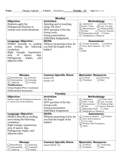Lesson Plan, December 8 - 12, 2014