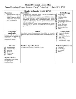 Lesson Plan February 23-27, 2015