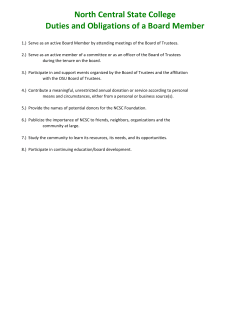 Prospective Board Member Duties and Obligations