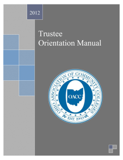 OACC New Trustee Orientation Manual - 2012