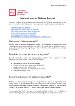 Informaci&oacute; sobre les C&ograve;pies de Seguretat