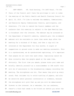 April 16, 2015 PHHPC Meeting Transcript