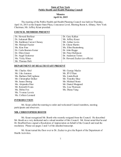 April 16, 2015 PHHPC Minutes