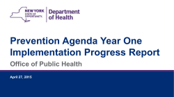 Prevention Agenda Year One Implementation Progress Report