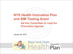 NYS Health Innovation Plan and SIM Testing Grant