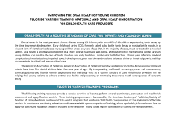 "Improving the Oral Health of Young Children: Fluoride Varnish Training Materials and Oral Health Information for Child Health Care Providers"