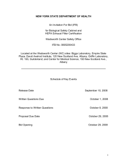 Invitation for Bids - For Biological Safety Cabinet and HEPA Exhaust Filter Certification
