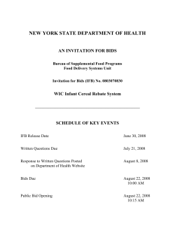 Invitation for Bids - WIC Infant Cereal Rebate System